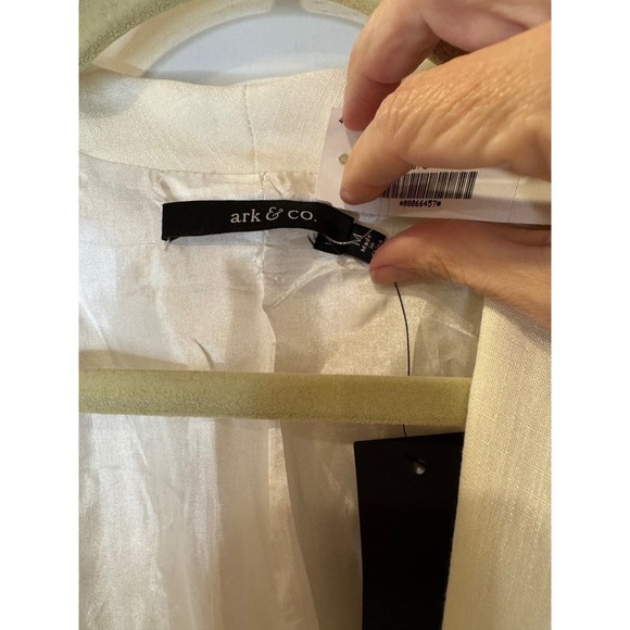 ark & co Cream Linen Blend Shawl Collar Single Button Blazer Jacket Size M - Picture 4 of 10